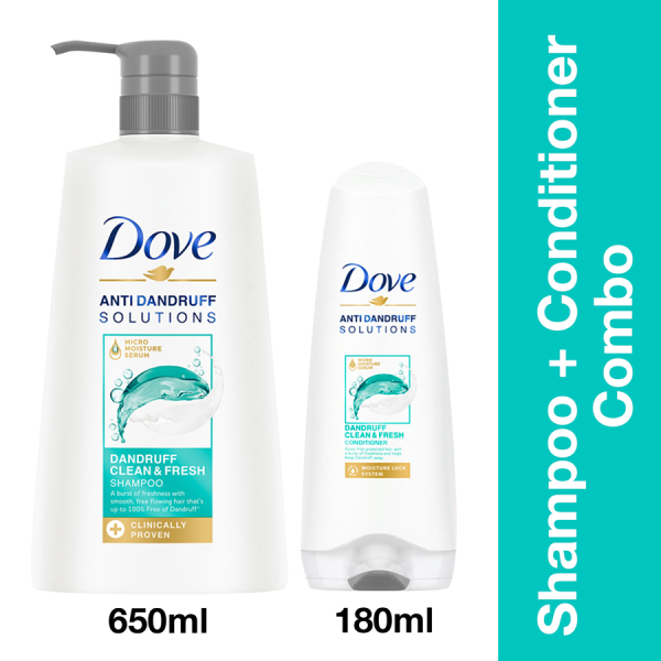 Dove Dandruff Clean & Fresh Shampoo 650ml & Conditioner 175ml (Combo Pack) Cheap