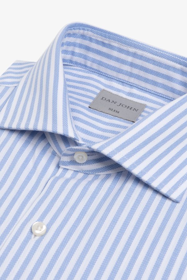 Camicia a righe operata azzurra slim Online