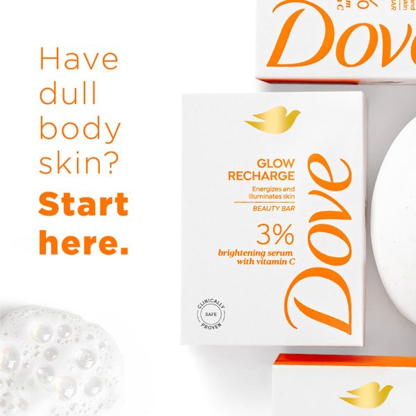 Dove Glow Recharge Exfoliating Beauty Bar with 3% Brightening serum + Vitamin C, 125 g Sale