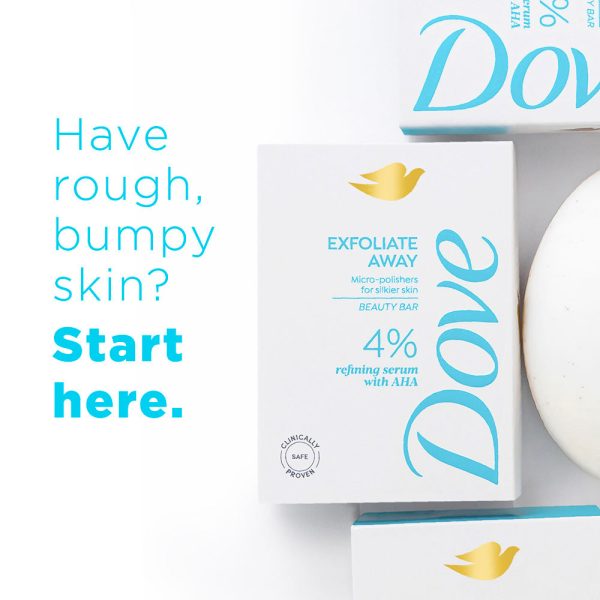 Dove Exfoliate Away  Beauty Bar with 4% Refining serum + AHA, 375g (125g x 3) Online Hot Sale