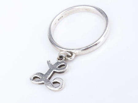 James Avery Dangle Charm Ring Sterling Silver Script Initial  L  Size 5 RS3570 Discount