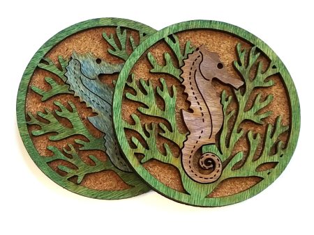 Wood & Cork Coasters - Sea Horse Sale