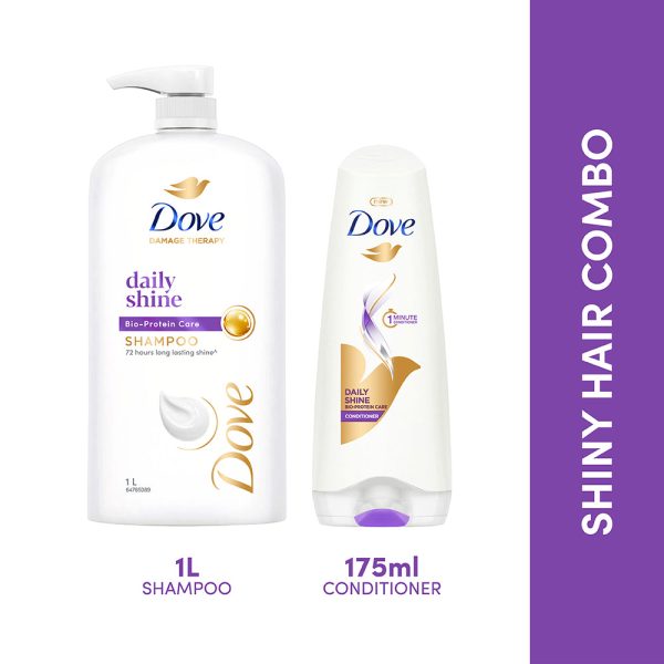 Dove Daily Shine Shampoo 1L & Conditioner 175ml (Combo Pack) For Discount