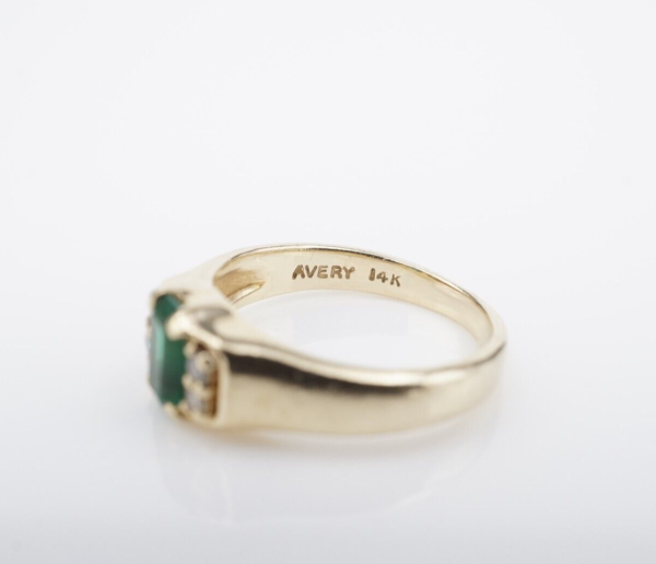 James Avery Barcelona Vasar Lab Created Emerald Diamond Ring 14k Sz 4.5 RG4344 Sale