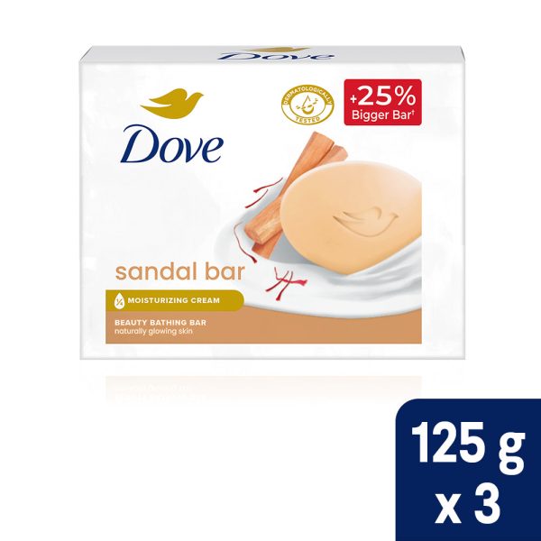 Dove Sandal Beauty Bathing Bar - For Natural Glowing Skin | 3x125g Online Sale