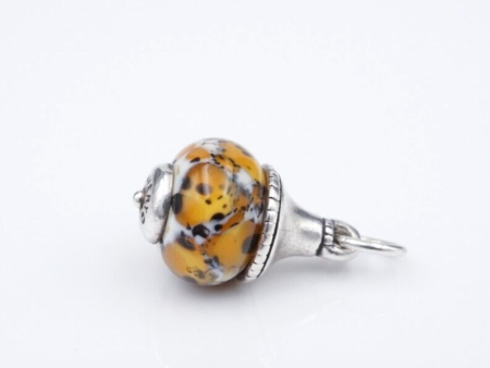 James Avery Orange Speckled Glass Finial Charm Sterling Silver Retired CHS1993 Fashion