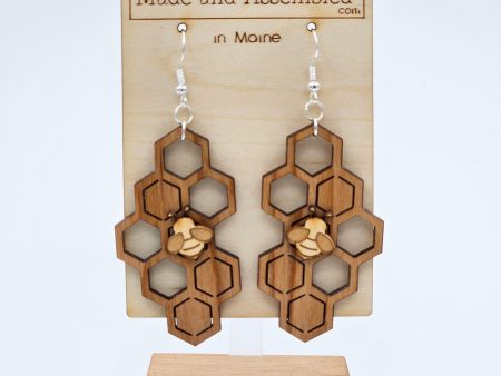 Wood Earrings - Honey Comb Sale