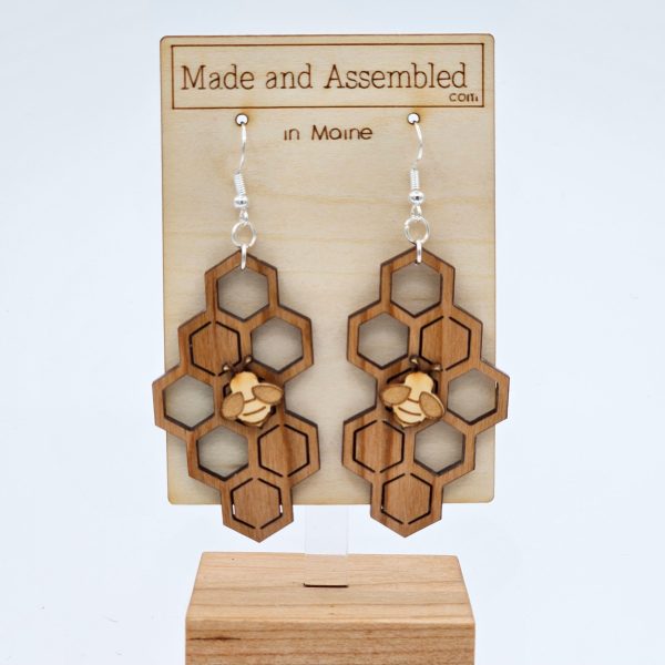 Wood Earrings - Honey Comb Sale