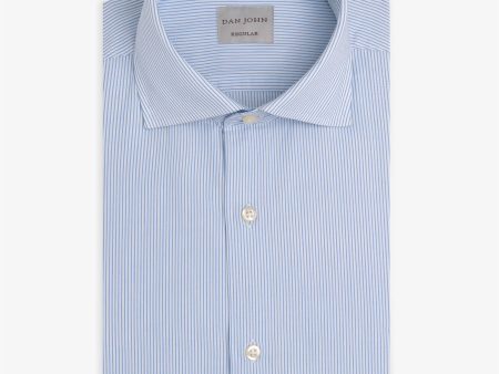 Camicia micro righe azzurra Hot on Sale