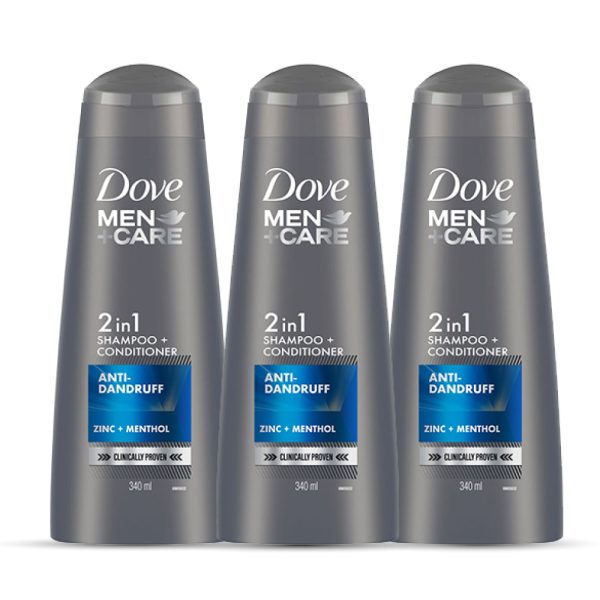 Dove Men+Care Anti Dandruff 2in1 Shampoo+Conditioner, 340 ml Combo (Pack of 3) Online Sale