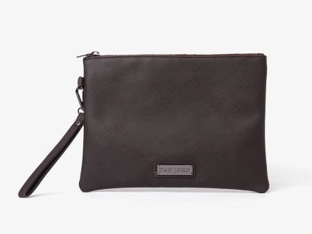 Pochette in ecopelle saffiano moro Online Hot Sale