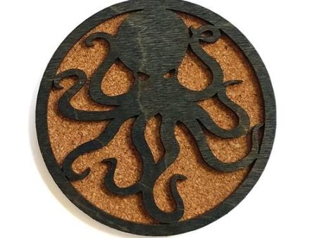 Wood & Cork Coasters - Octopus Online