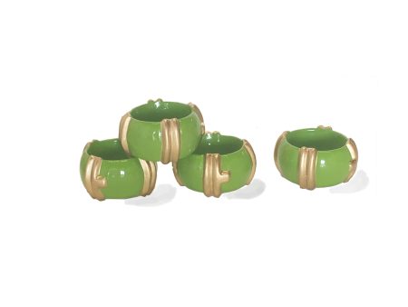 Bamboo in Green Napkin Rings, Set of Four on Sale