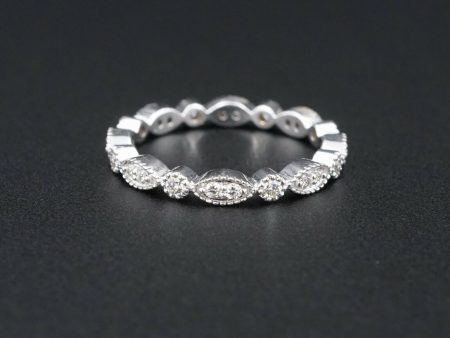 NWOT Scalloped 14k White Gold 1 2 ct Diamond Eternity Band Ring Size 5 RG3188A Online now