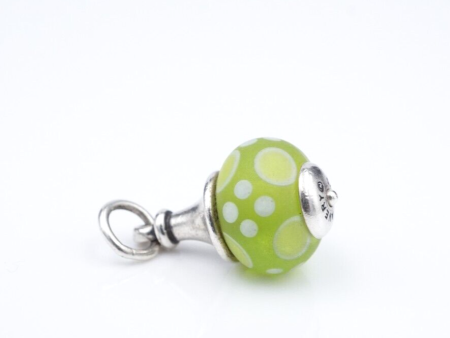 James Avery Lime Green Dot Glass Finial Charm Sterling Silver Retired CHS1994 Online Hot Sale