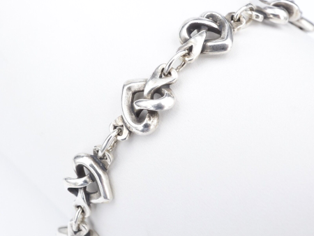 James Avery Scroll Heart Knot Link Bracelet Sterling Silver Retired 7  BS2973 For Sale