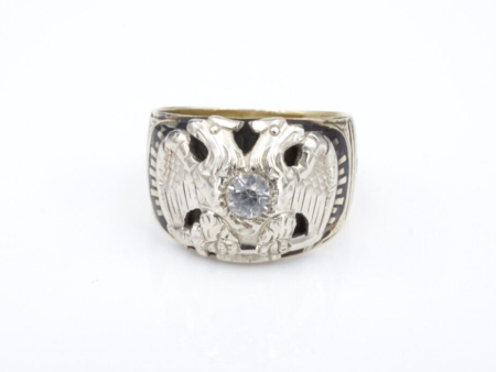 Vintage 14k Gold Enamel Masonic Ring 32nd Degree Size 7.75 Eagle RG4086 Hot on Sale