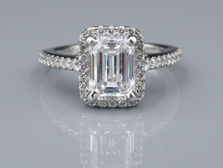 1.7ct Emerald Cut Diamond Halo Engagement Ring Size 5 Platinum D VS2 GIA CO1185 Supply