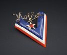 Sterling Tri-color Bakelite ‘V’ for Victory Pin Mother with Card WWII 1.5  OS588 Supply