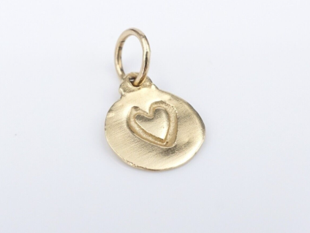 14k Yellow Gold Heart Charm Helen Ficalora Small Disk CHS2006 on Sale