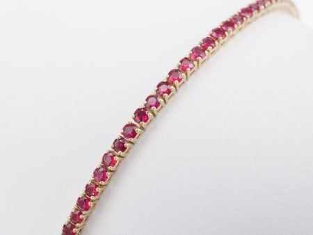 14k Yellow Gold Tennis Bracelet Natural Ruby 3.5ctw The Last Line 7  BG926 Supply