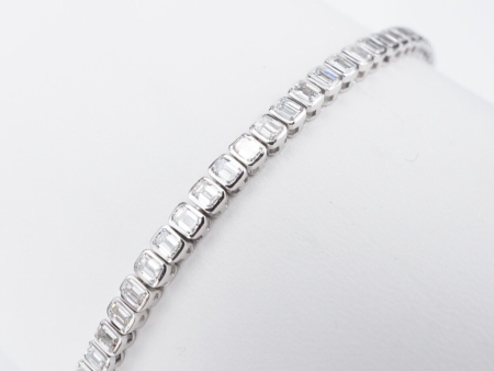 18k Diamond Tennis Bracelet 5 carat White Gold 7  Emerald Cut 5ct VS NWOT CO1198 For Discount