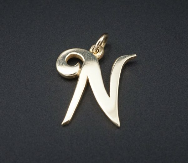 James Avery Large Script Initial Charm 14k Gold Retired Size 3 4  CHS1533 Online now