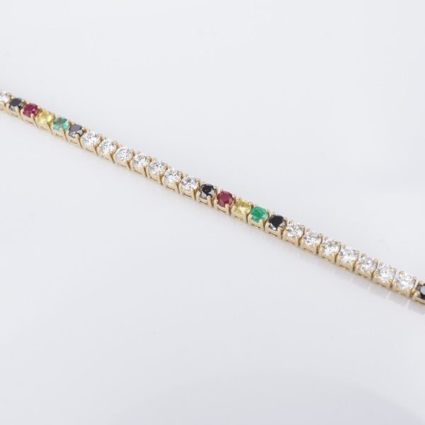 14k Rainbow Diamond Tennis Bracelet Yellow Gold The Last Line 2.2 ct 6.5  BG928 Fashion