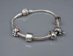 Pandora Loaded Charm Bracelet Sterling Silver 14k Football Tree Turtle 7  BS2712 Sale