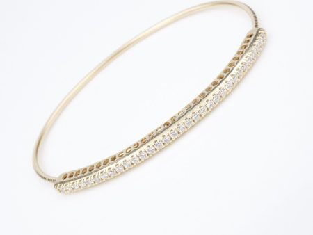 14k Yellow Gold Diamond Slide Bangle Bracelet 6.25  - 7.75  Adjustable BG903 For Cheap