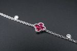 Ruby Diamond Station Bracelet Quatrefoil 18k White Gold 1.75ct 7  BG640 Fashion