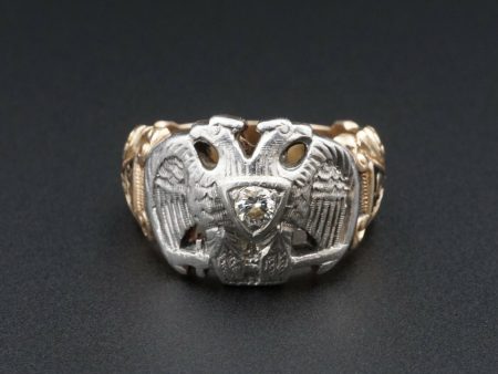 Vintage 14k Gold Palladium Enamel Diamond Masonic Ring Size 11.25 Eagle RG3257 Discount