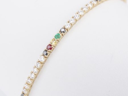 14k Rainbow Diamond Tennis Bracelet Yellow Gold The Last Line 2.2 ct 6.5  BG928 Fashion