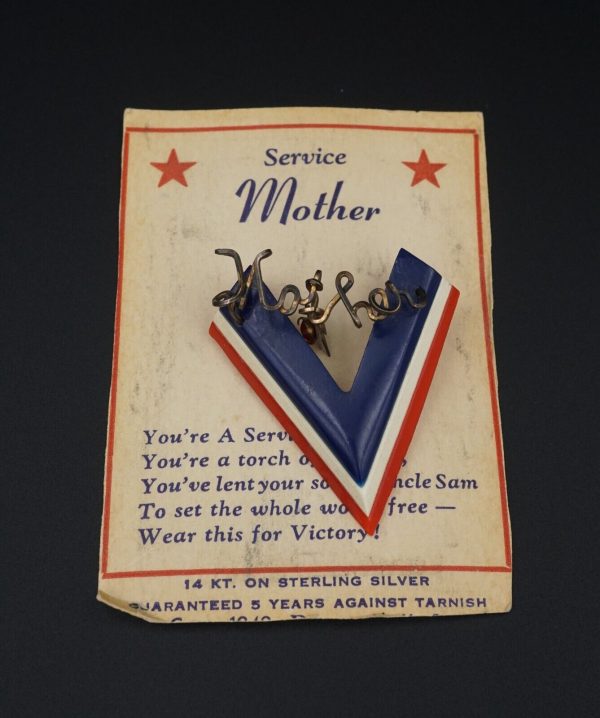 Sterling Tri-color Bakelite ‘V’ for Victory Pin Mother with Card WWII 1.5  OS588 Supply