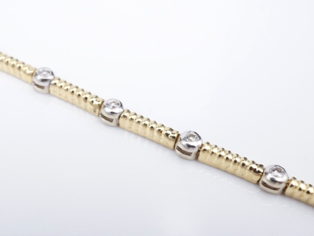 14k White Yellow Gold Natural Diamond Station Bracelet 7  Two Tone BG914 For Cheap