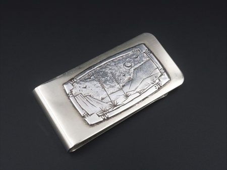 Santa Fe Artist Desert Scene Sterling Silver Money Clip 2  Gifts for Him M1735 Online now