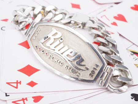 2014 River Poker Series Pro Poker Gear Bracelet Sterling Silver 9  93g BS2979 Cheap