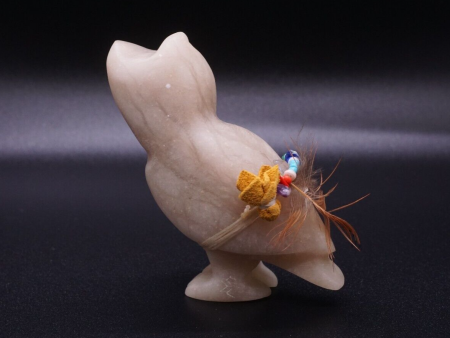 Zuni Carved Fetish Owl Alabaster Stone Feather 2.5  Artisan M1900 Discount