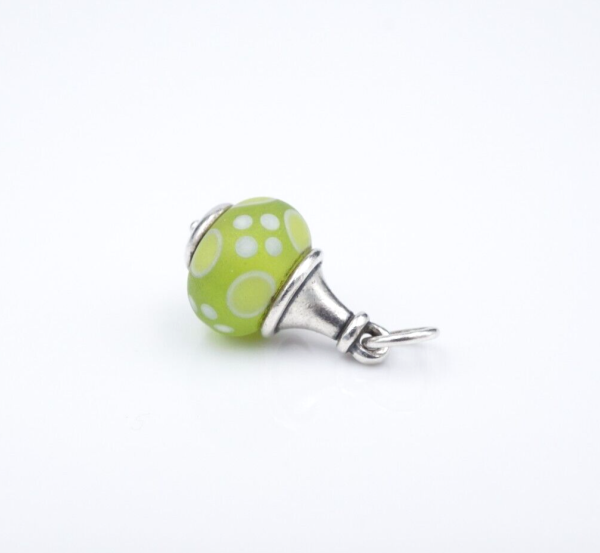 James Avery Lime Green Dot Glass Finial Charm Sterling Silver Retired CHS1994 Online Hot Sale