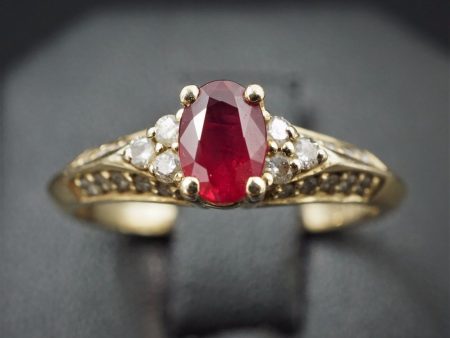 14k Ruby Diamond Ring Yellow Gold Helzberg Designer Size 7.25 RG1010 Online Sale