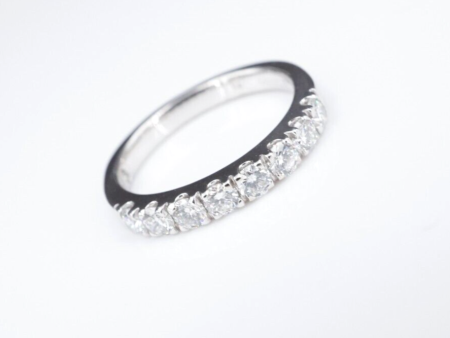 18k LEO Diamond Band Ring 3 4ctw White Gold Half Eternity Stacker Sz 6.75 RG4274 Online Hot Sale