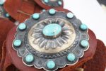 Navajo Turquoise Concho Belt Kirk Smith Sterling Silver Leather 42  M1901 Supply