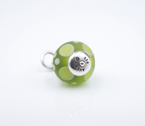 James Avery Lime Green Dot Glass Finial Charm Sterling Silver Retired CHS1994 Online Hot Sale