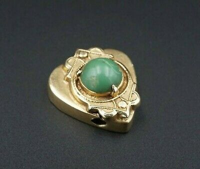 Antique Victorian Solid 14k Yellow Gold Heart Turquoise Slide Charm CHS1558 For Discount