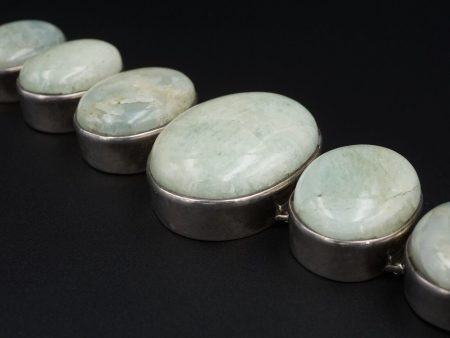 Sterling Silver Chalcedony Bracelet Cabochon Button Bead Chunky 7.25  BS2696 For Discount