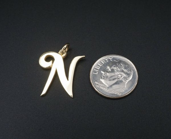 James Avery Large Script Initial Charm 14k Gold Retired Size 3 4  CHS1533 Online now