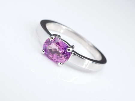 14k White Gold 1.36 ct No Heat Ceylon Pink Sapphire Solitaire Ring Size 7 RG3677 Discount