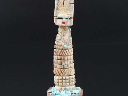 Zuni Carved Antler Corn Maiden Fetish Turquoise Coral Onyx 3  Signed M1822 For Discount