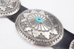 Navajo Turquoise Concho Belt R Martinez Sterling Silver Leather 40  M1902 Discount