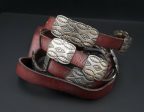 Navajo Andy Cadman Sterling Silver Leather Concho Belt 38  Stamped M1210 Discount